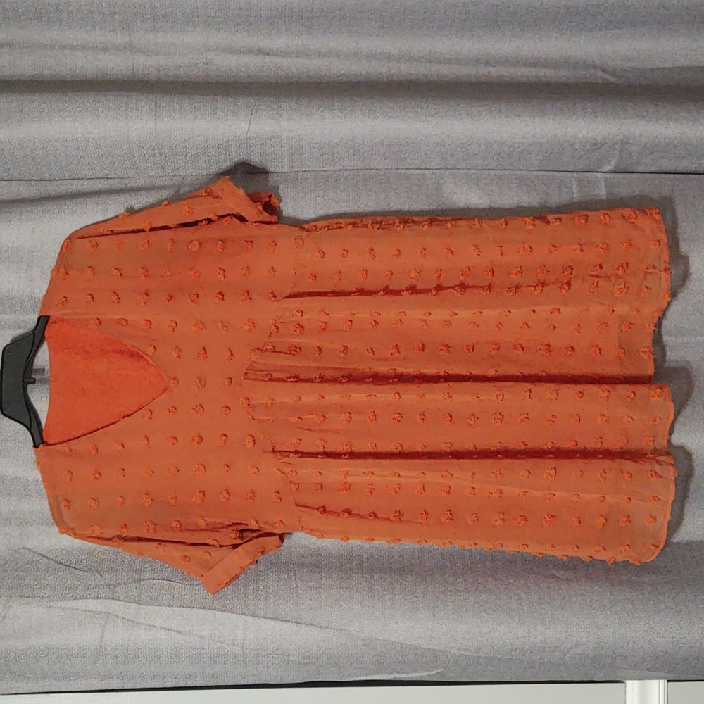 Short Sleeve Copper Colored Babydoll Dress Sz 1X